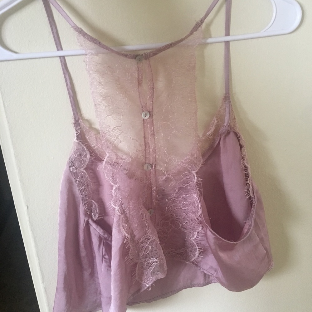 Free People Lilac Lace Crop-Top
